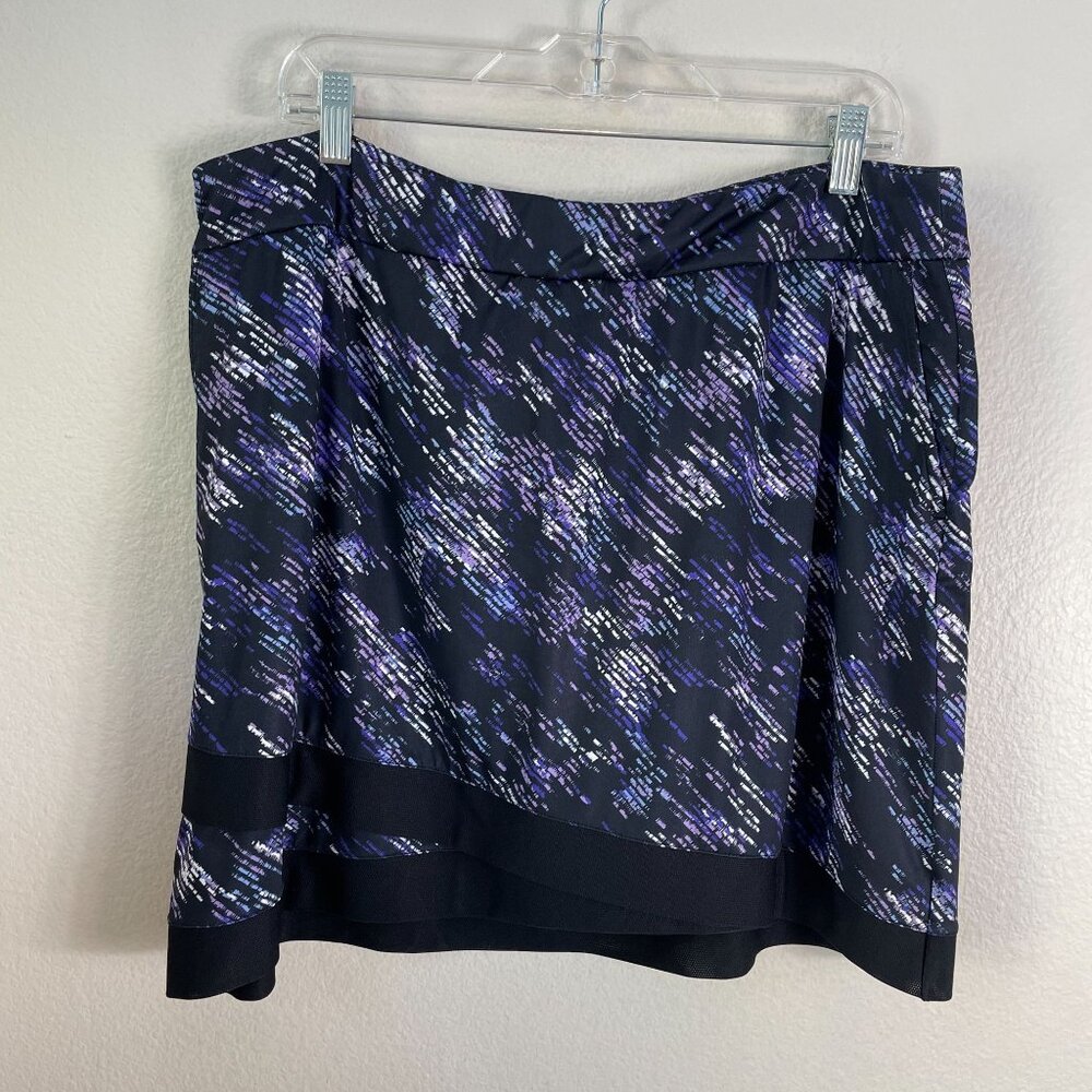 EP‎ New York Womens XL Texture Print Black Multi Golf Skort Pull On Stretch